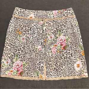 Beth Sport leopard print floral skirt lace trim Size 14
